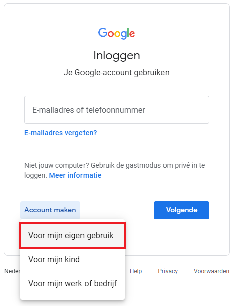 Google account maken