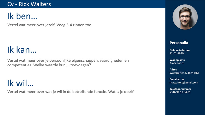 powerpoint cv voorbeeld